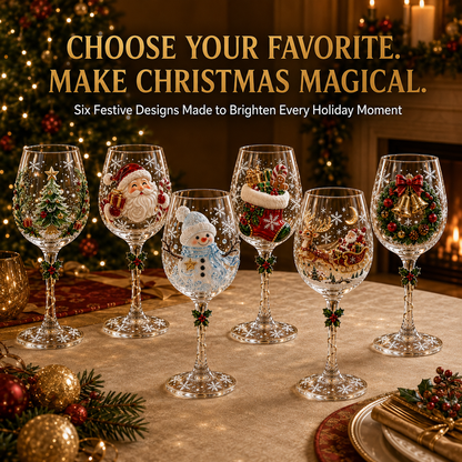 🍷3D Christmas Collectible Stemmed Glass – 6 Festive Designs