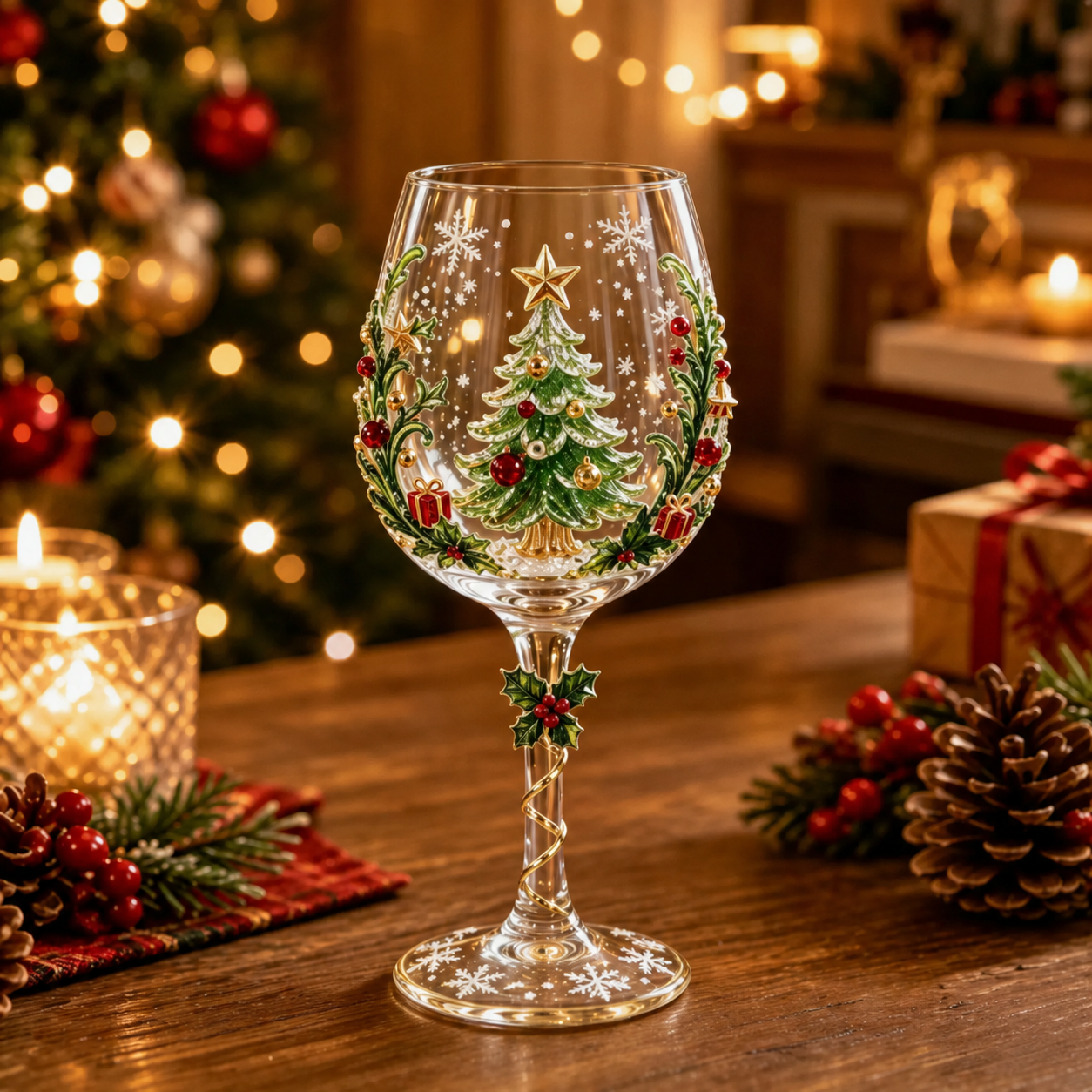 🍷3D Christmas Collectible Stemmed Glass – 6 Festive Designs