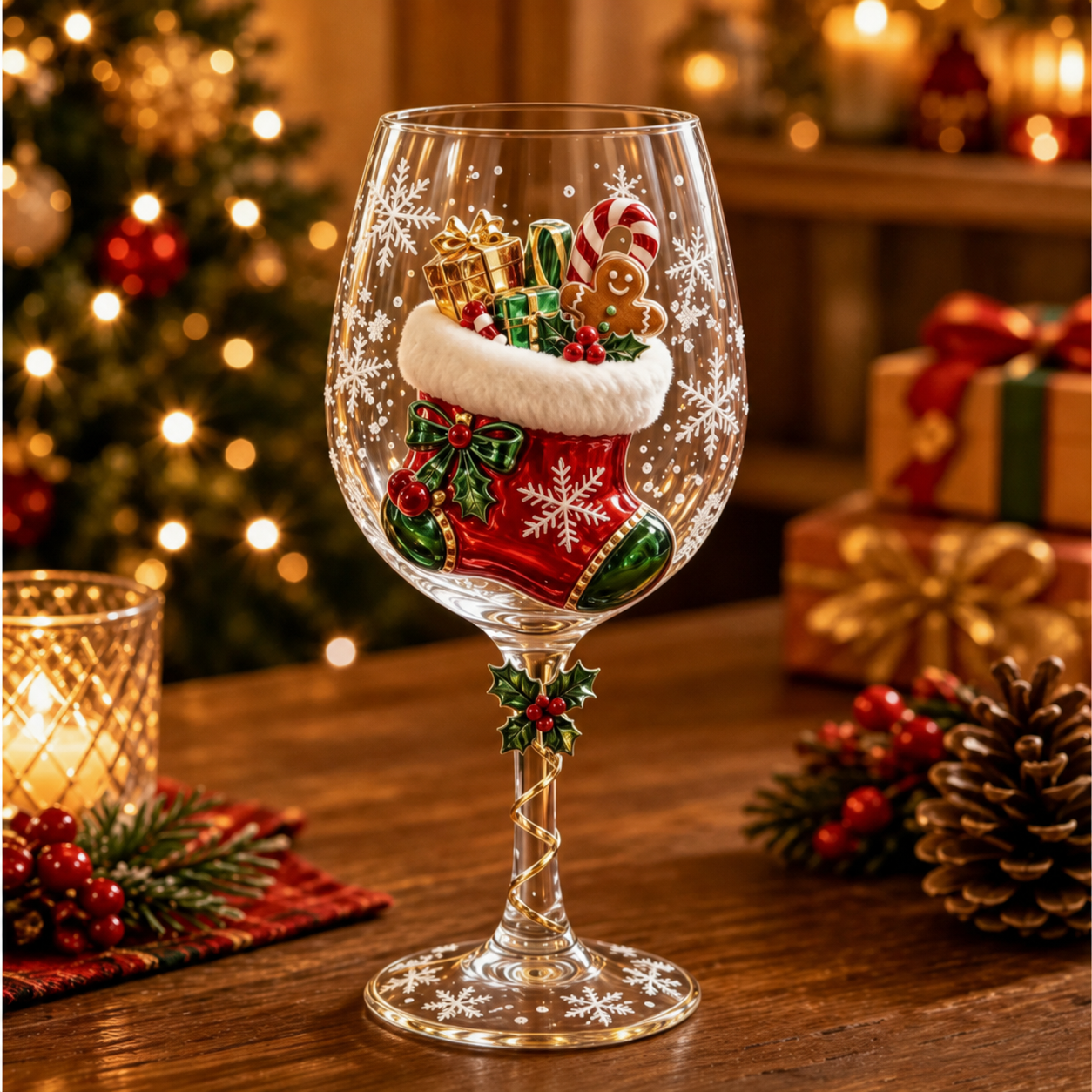 🍷3D Christmas Collectible Stemmed Glass – 6 Festive Designs