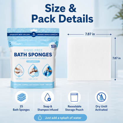 🚿 Rinse-Free Shower Wipes – Soap & Shampoo Infused, pH-Balanced for Elderly, Gym, Camping & Travel