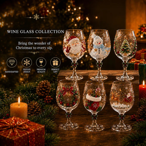 🎖️Christmas Wine Glass Collection Gift Box Set – 6 Festive Designs