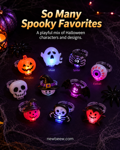 🎁LED Light Halloween Glowing Ring😍 - Set with 50pcs