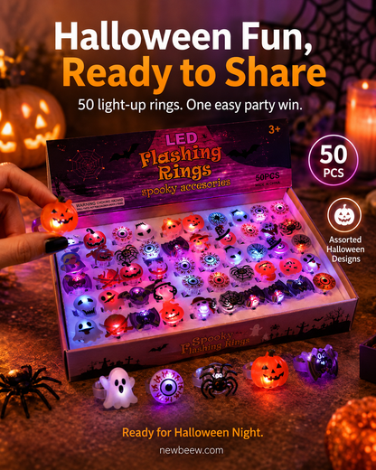 🎁LED Light Halloween Glowing Ring😍 - Set with 50pcs