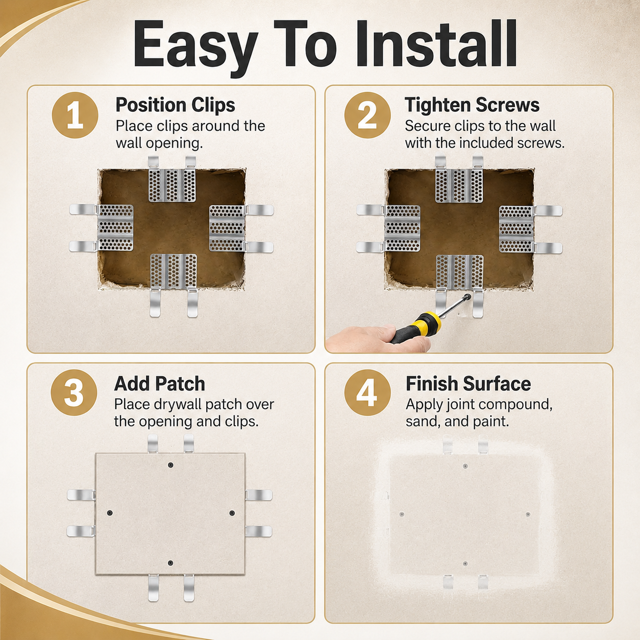 ✨Plasterboard repair clip set for household ceiling hole patching tools