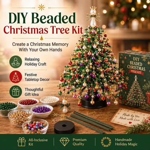 🎄✨ DIY Beaded Christmas Tree Kit – 🎅Create Your Own Sparkling Holiday Decoration
