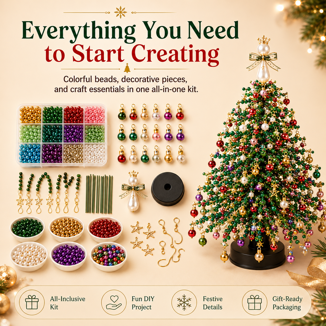 DIY beaded Christmas tree kit beads decorations and craft materials
