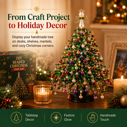 🎄✨ DIY Beaded Christmas Tree Kit – 🎅Create Your Own Sparkling Holiday Decoration
