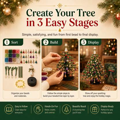 🎄✨ DIY Beaded Christmas Tree Kit – 🎅Create Your Own Sparkling Holiday Decoration
