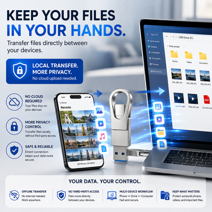 📱 3-in-1 USB Flash Drive – Free Up Space & Move Files Fast