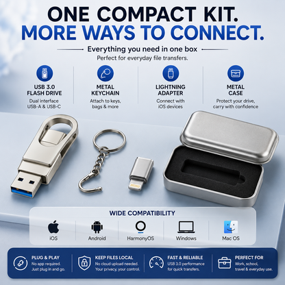 📱 3-in-1 USB Flash Drive – Free Up Space & Move Files Fast