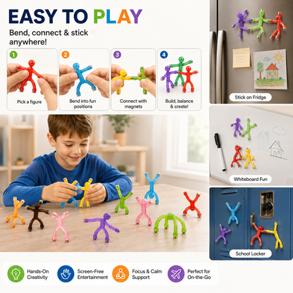 Magnetic Fidget Figures – 10PC Bend, Snap & Connect Set