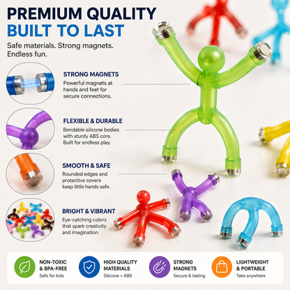 Magnetic Fidget Figures – 10PC Bend, Snap & Connect Set