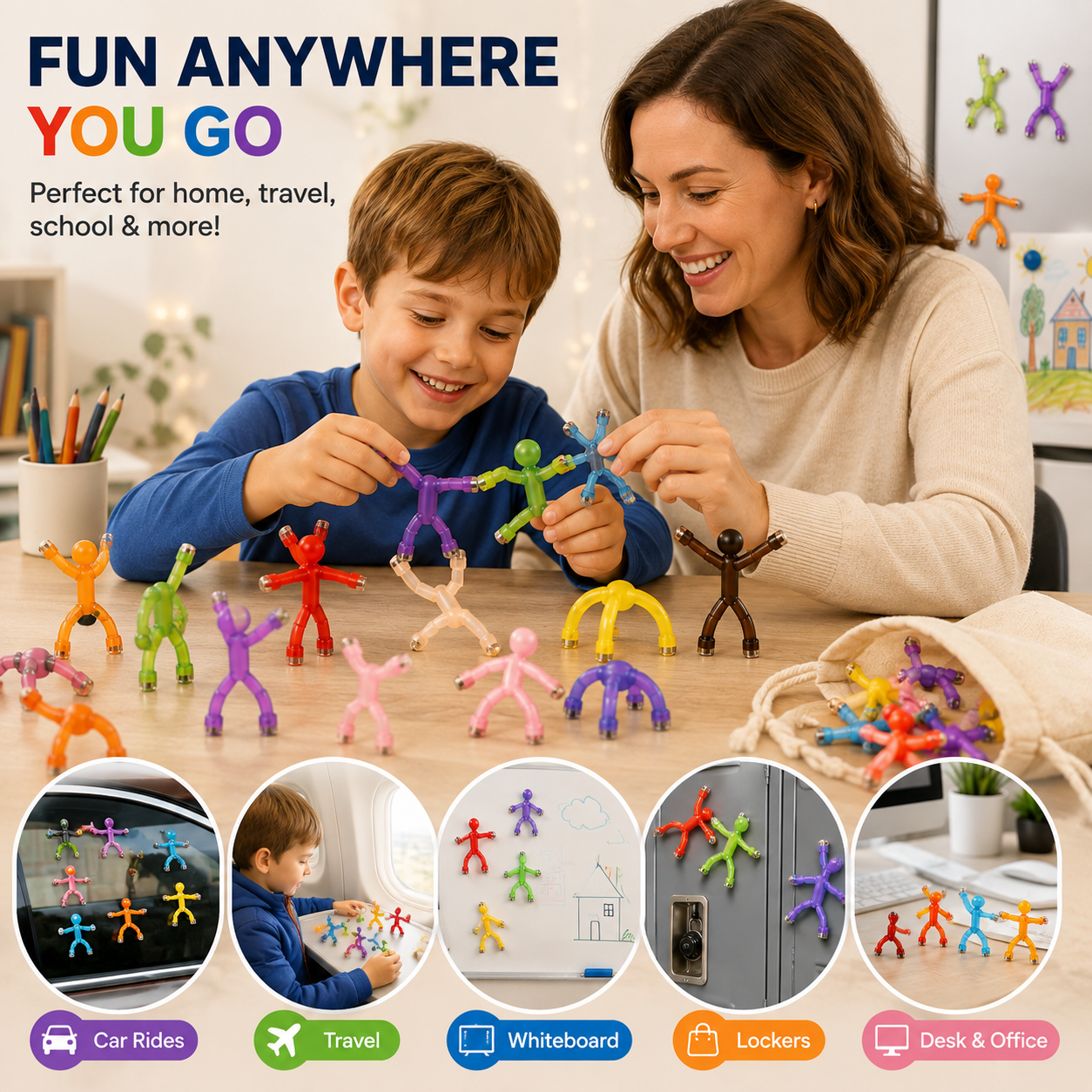 Magnetic Fidget Figures – 10PC Bend, Snap & Connect Set