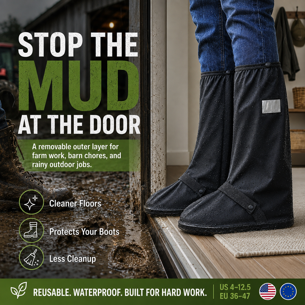 🌧️ Waterproof Boot Covers | Reusable Mud & Rain Shoe Protectors for Farming & Outdoor Work