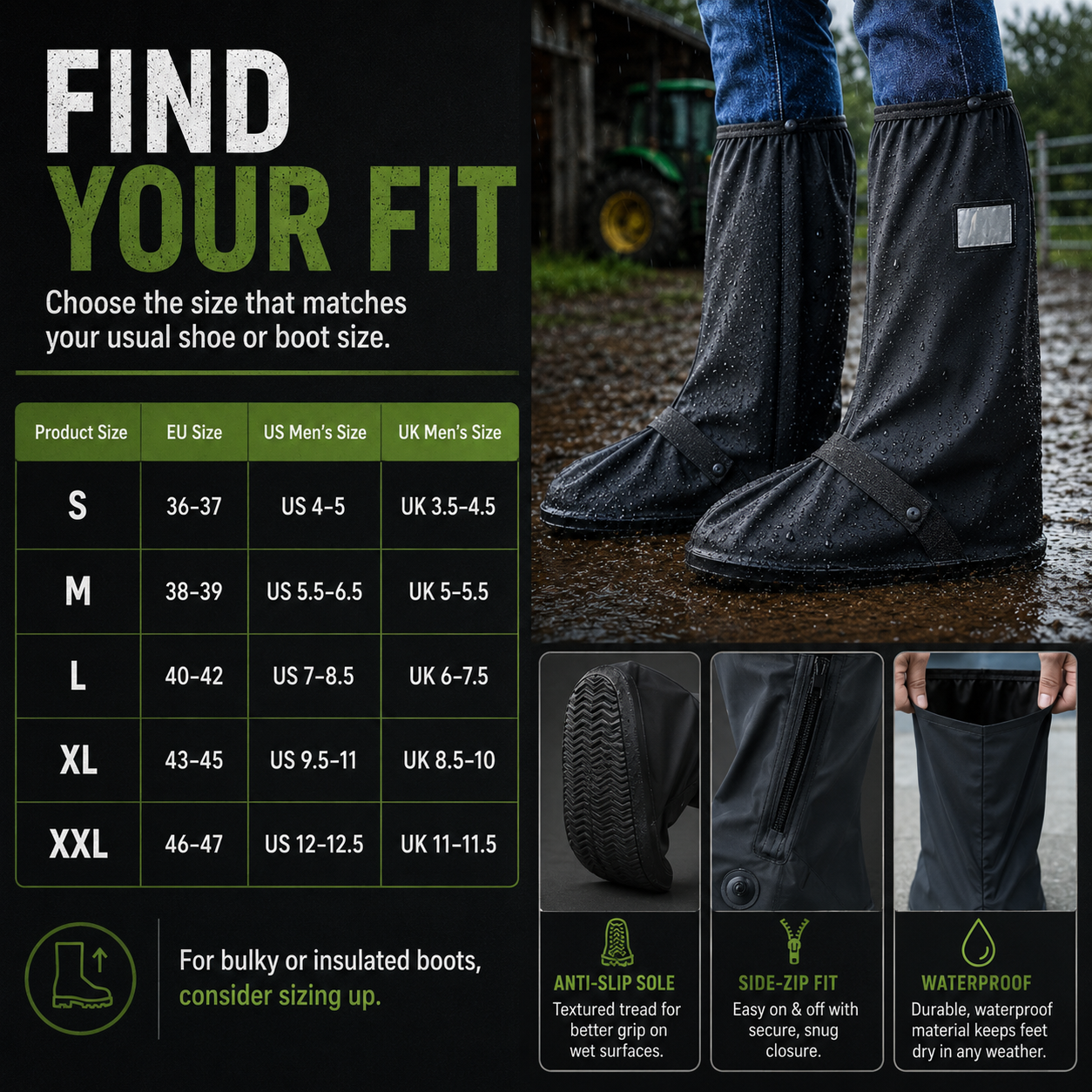 🌧️ Waterproof Boot Covers | Reusable Mud & Rain Shoe Protectors for Farming & Outdoor Work