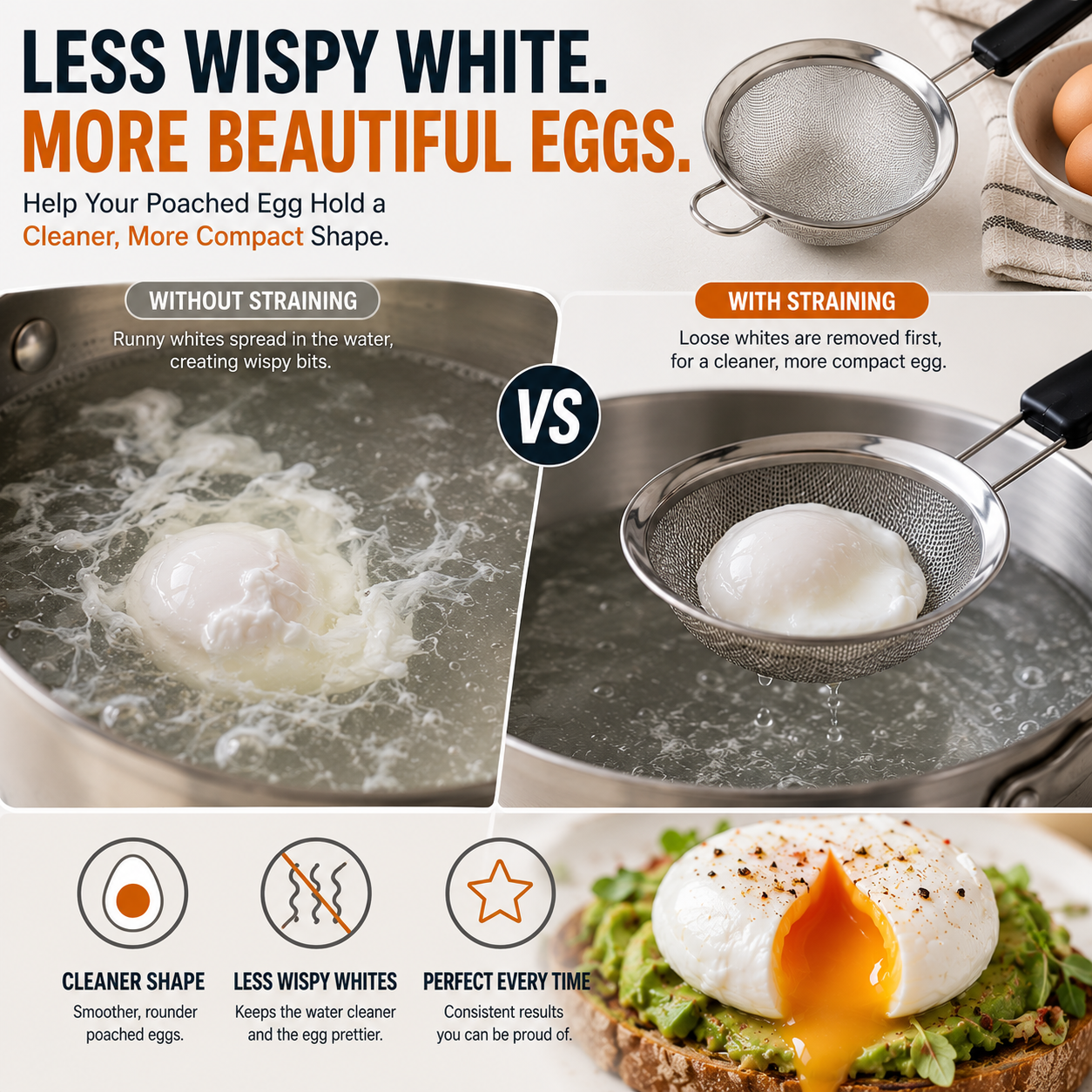 🥚 Fine Mesh Poached Egg Strainer