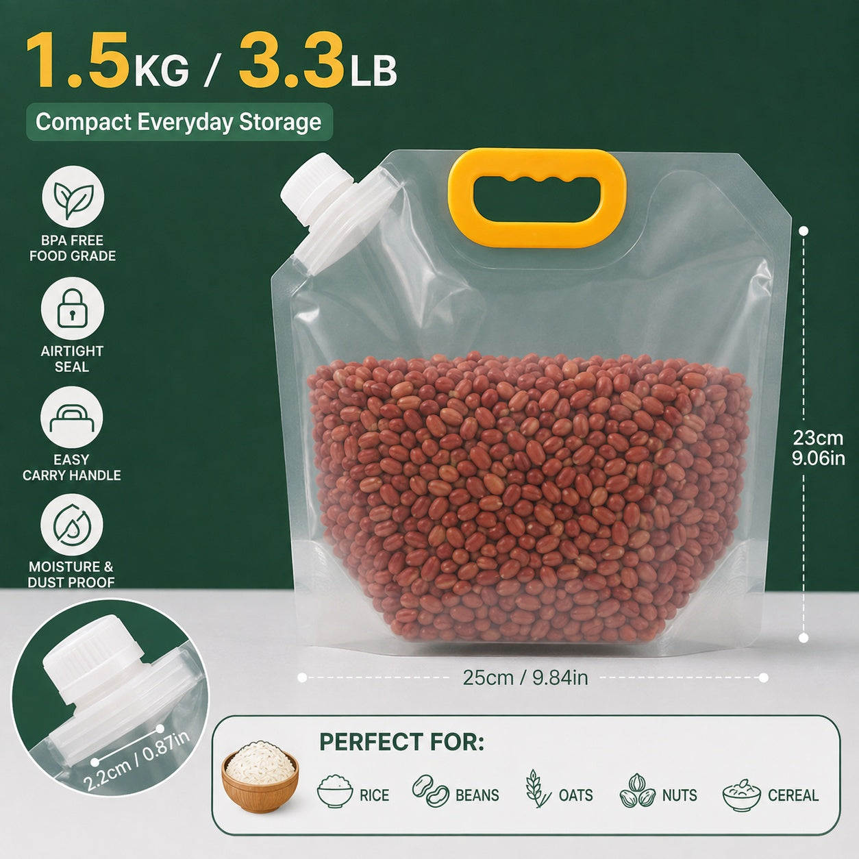 🌾 Reusable Airtight Grain Storage Bag – Seal, Carry & Pour With Ease