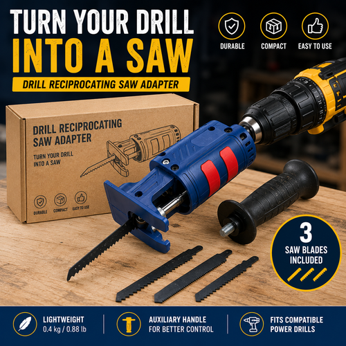 🔧 Drill-to-Saw Adapter – Turn Your Drill Into a Reciprocating Saw
