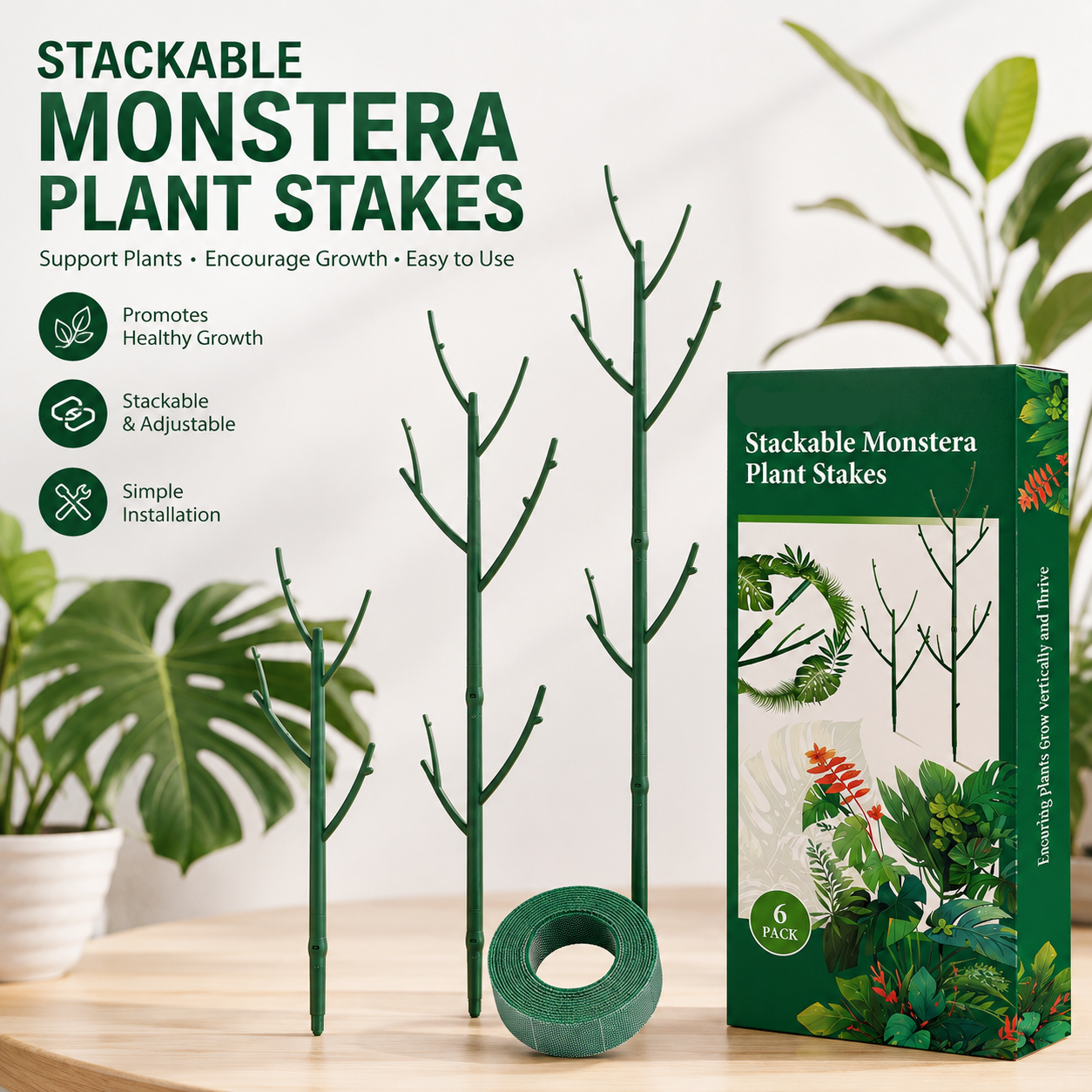 🌿6 Pack Stackable Monstera Plant Support