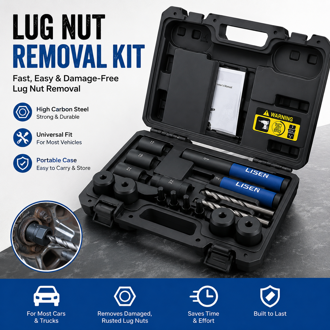 🚗Locking Wheel Nut Removal Kit - Lug Driller