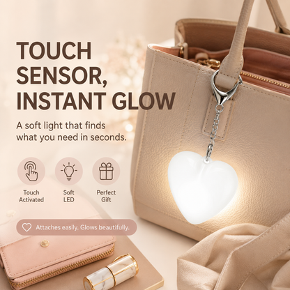 Heart Round Shaped Touch Sensor Purse Light with Keychain