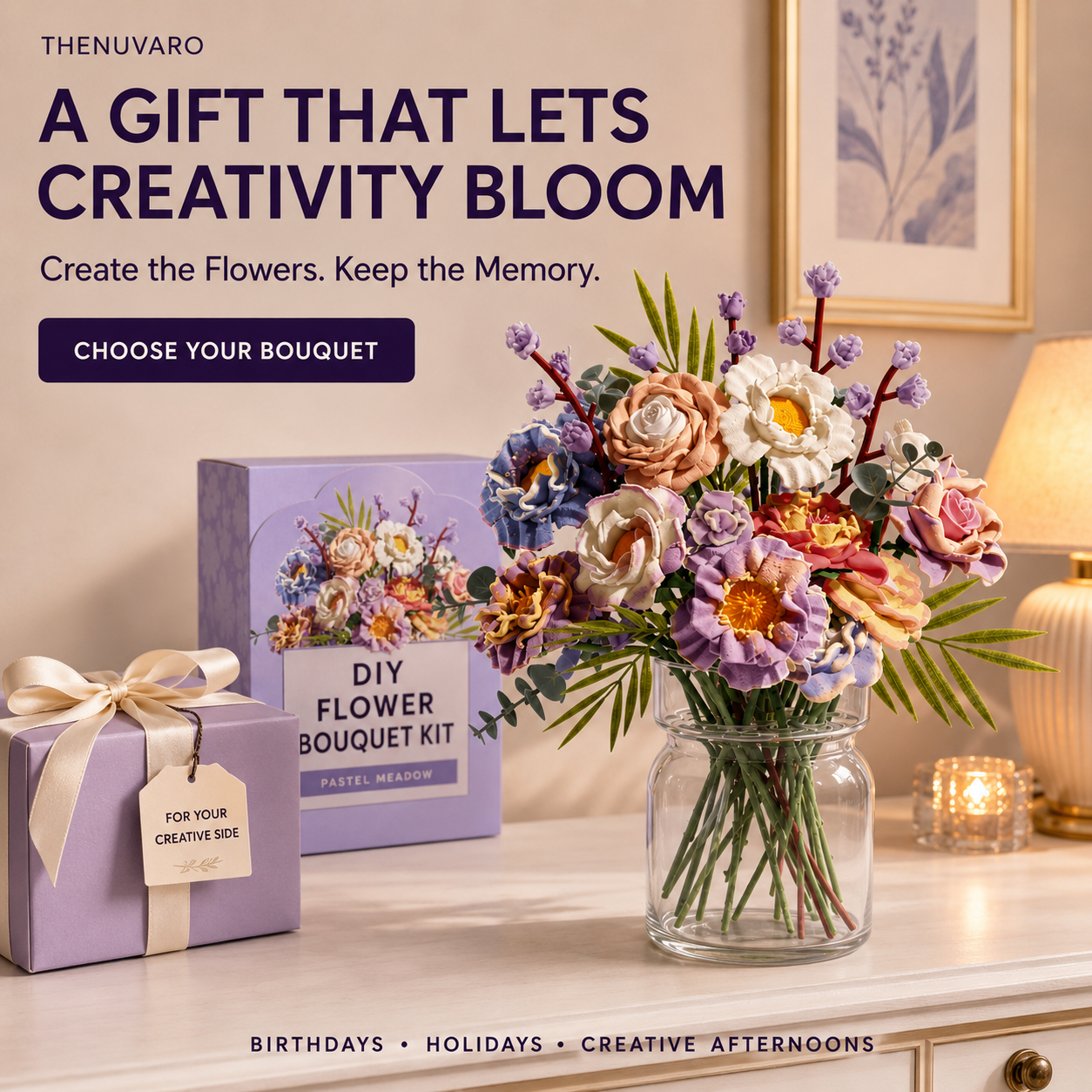 🌸 Complete DIY Flower Bouquet Craft Kit – Create, Arrange & Display Your Own Blooms