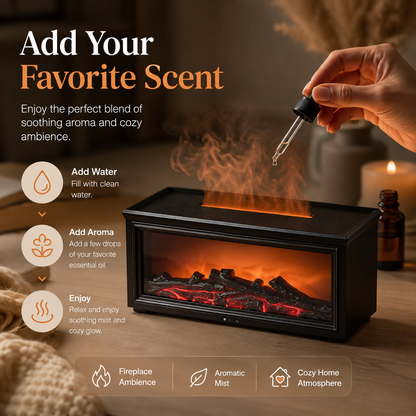 🔥 Fireplace Aroma Diffuser – Cozy Flame Effect with Soothing Mist & Warm Ambience