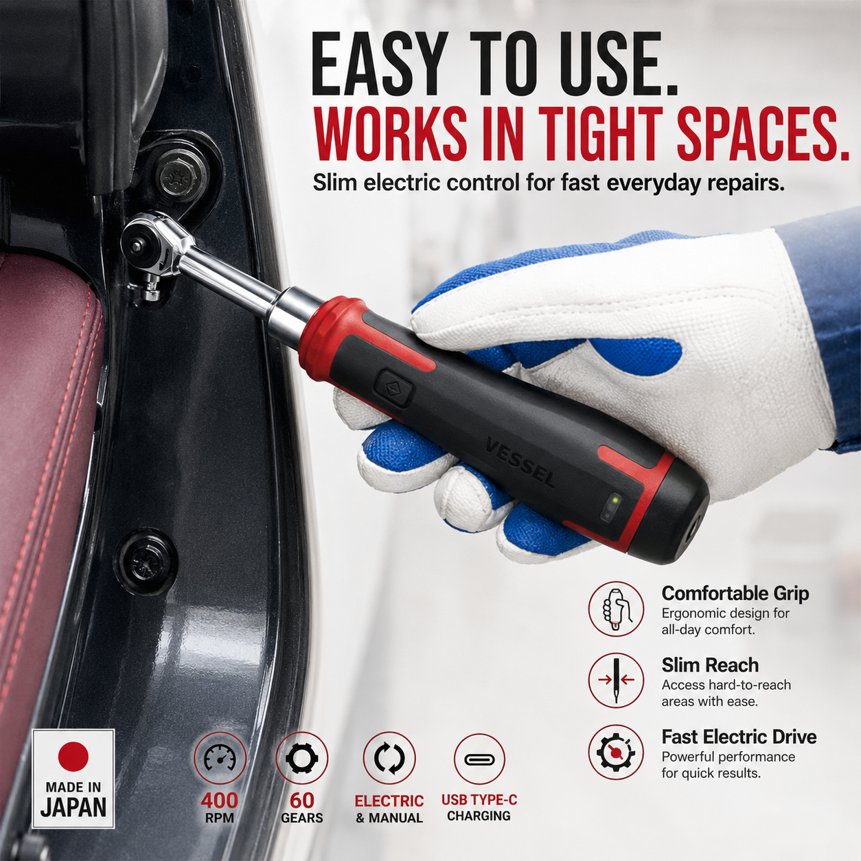 🧰Cordless Electric Slim Ratchet Set | 400 RPM 31-Bit Tool Kit