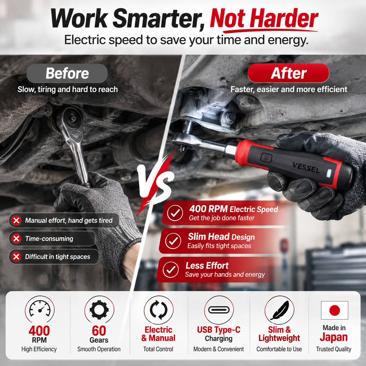 🧰Cordless Electric Slim Ratchet Set | 400 RPM 31-Bit Tool Kit