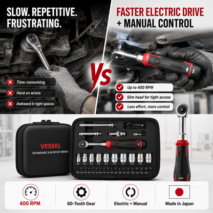 Cordless Electric Slim Ratchet Set | 400 RPM 31-Bit Tool Kit