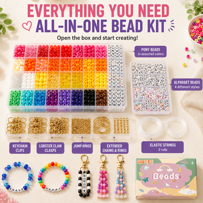 🌈 All-in-One Bead Bracelet & Keychain DIY Craft Kit