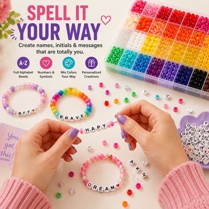 🌈 All-in-One Bead Bracelet & Keychain DIY Craft Kit