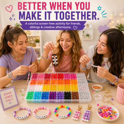 🌈 All-in-One Bead Bracelet & Keychain DIY Craft Kit
