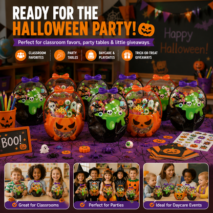 50 Pcs Halloween Goodie Bags – Clear Cauldron Candy Favor Bags
