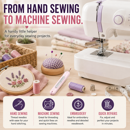 🧵 2-in-1 Easy Needle Threader & Seam Ripper – Thread Faster, Sew Easier