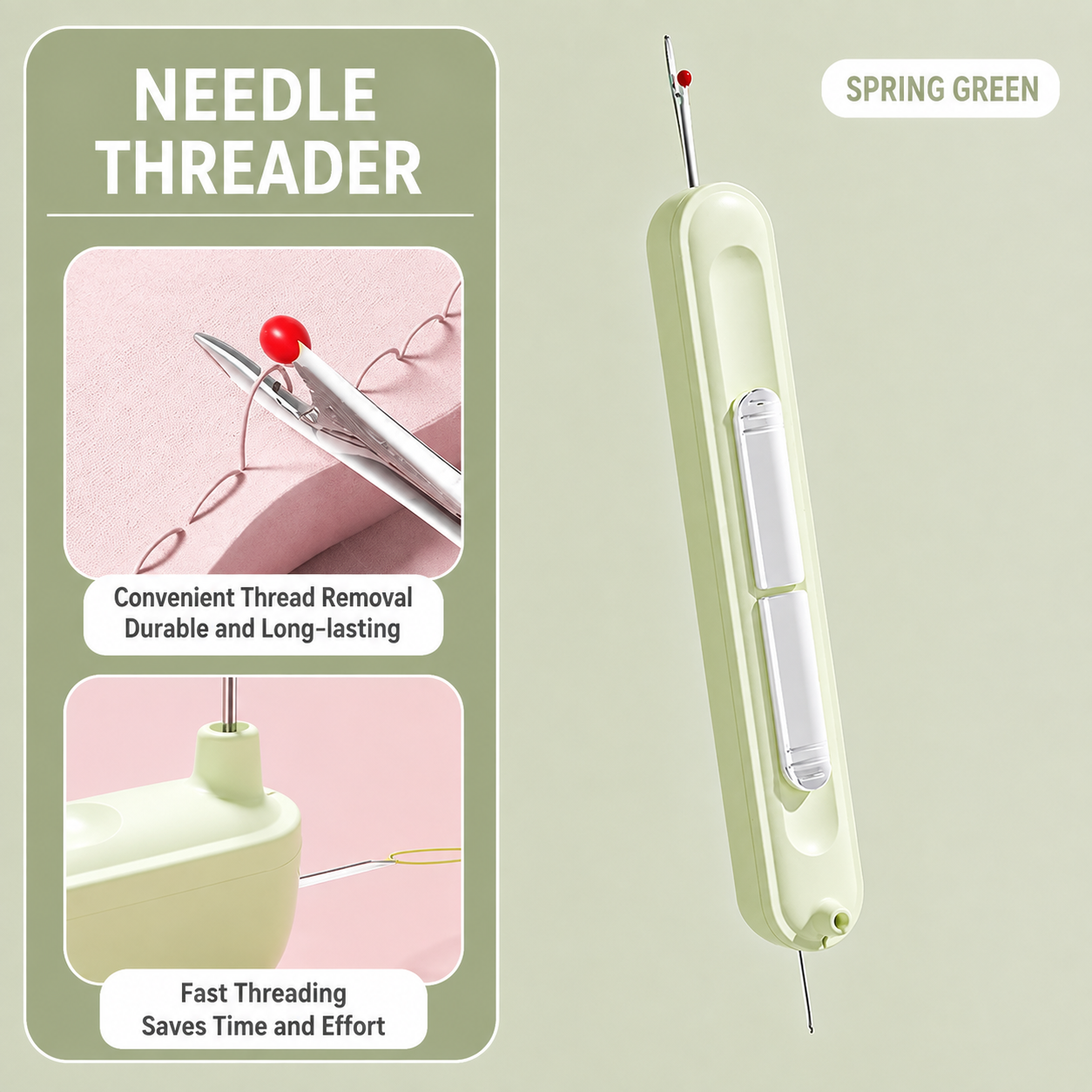 🧵 2-in-1 Easy Needle Threader & Seam Ripper – Thread Faster, Sew Easier
