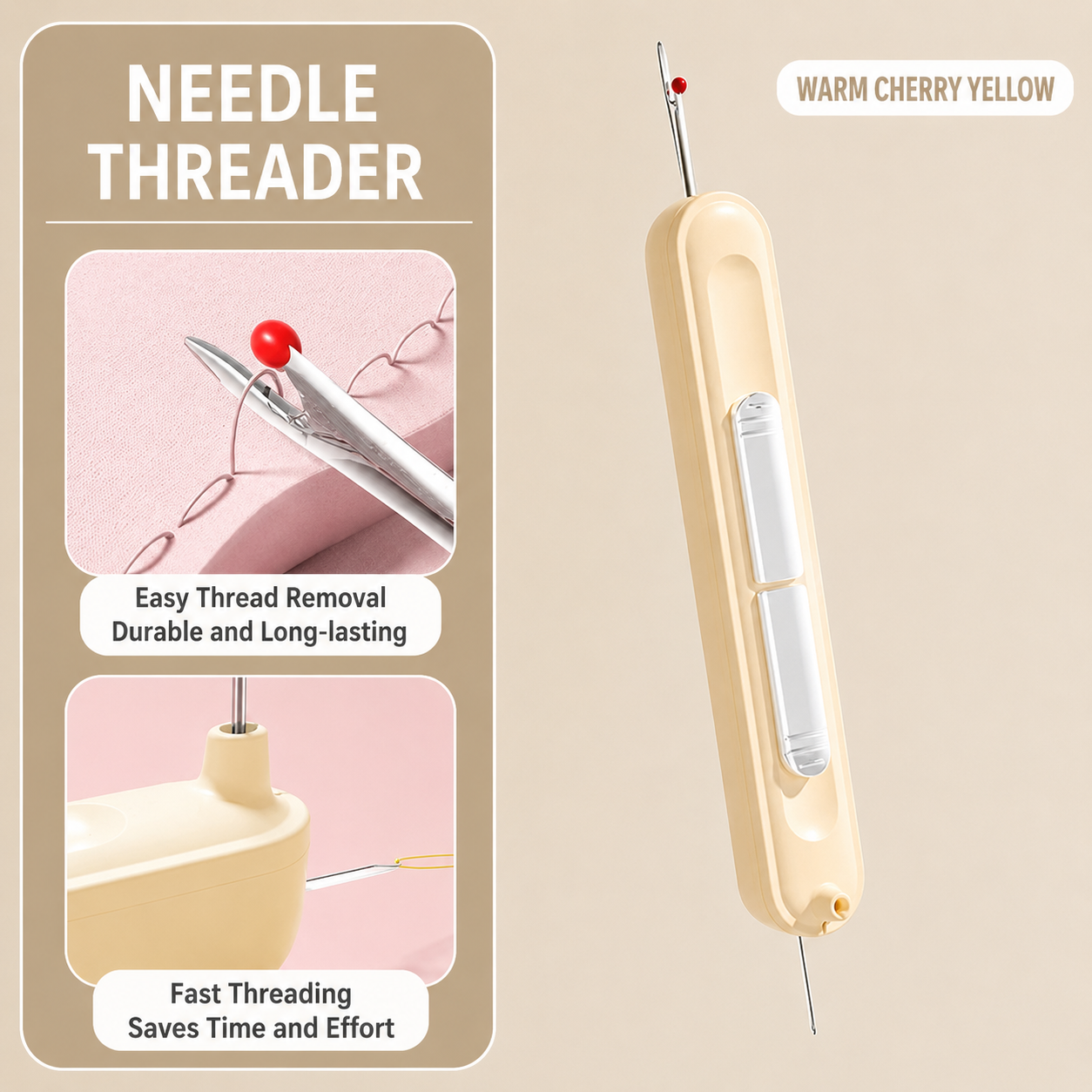 🧵 2-in-1 Easy Needle Threader & Seam Ripper – Thread Faster, Sew Easier