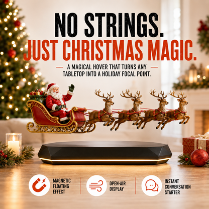 🎅 Floating Santa Sleigh with 4 Reindeer – Magnetic Levitation Christmas Display