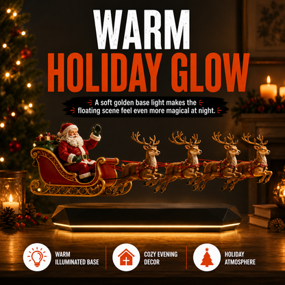 🎅 Floating Santa Sleigh with 4 Reindeer – Magnetic Levitation Christmas Display