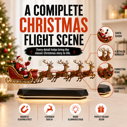 🎅 Floating Santa Sleigh with 4 Reindeer – Magnetic Levitation Christmas Display
