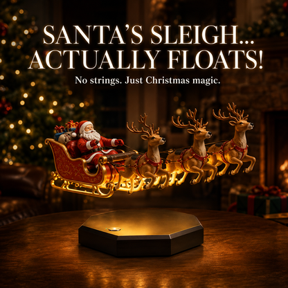 🎅Floating Santa Sleigh with 4 Reindeer-Magnetic Christmas Magic
