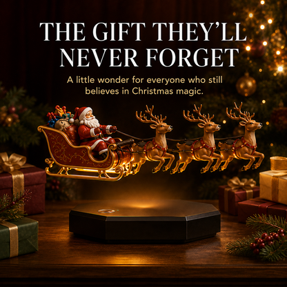 🎅Floating Santa Sleigh with 4 Reindeer-Magnetic Christmas Magic
