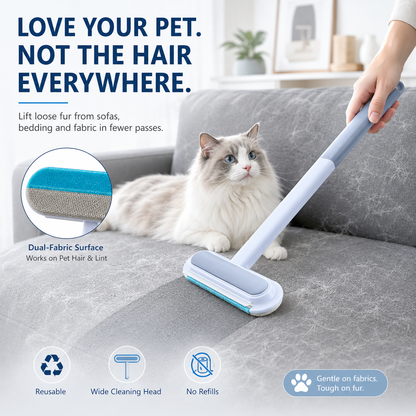 🐾 Long-Handle Reusable Pet Hair Remover - Sofa, Carpet & Bedding Brush