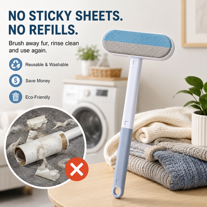 🐾 Long-Handle Reusable Pet Hair Remover - Sofa, Carpet & Bedding Brush