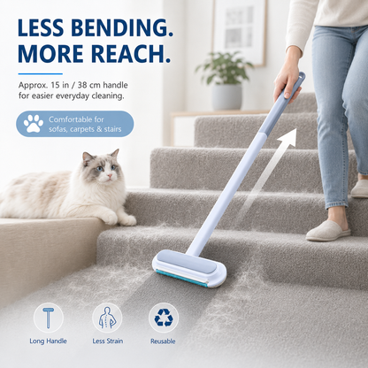 🐾 Long-Handle Reusable Pet Hair Remover - Sofa, Carpet & Bedding Brush