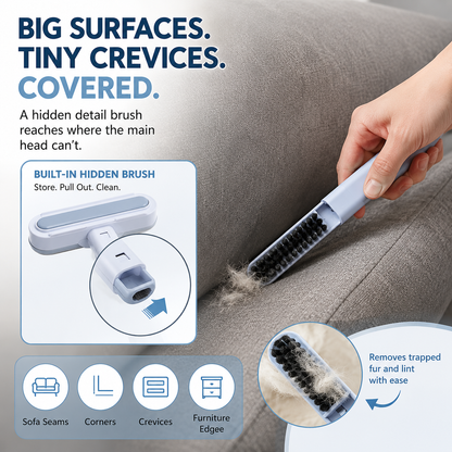 🐾 Long-Handle Reusable Pet Hair Remover - Sofa, Carpet & Bedding Brush