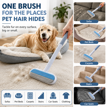 🐾 Long-Handle Reusable Pet Hair Remover - Sofa, Carpet & Bedding Brush