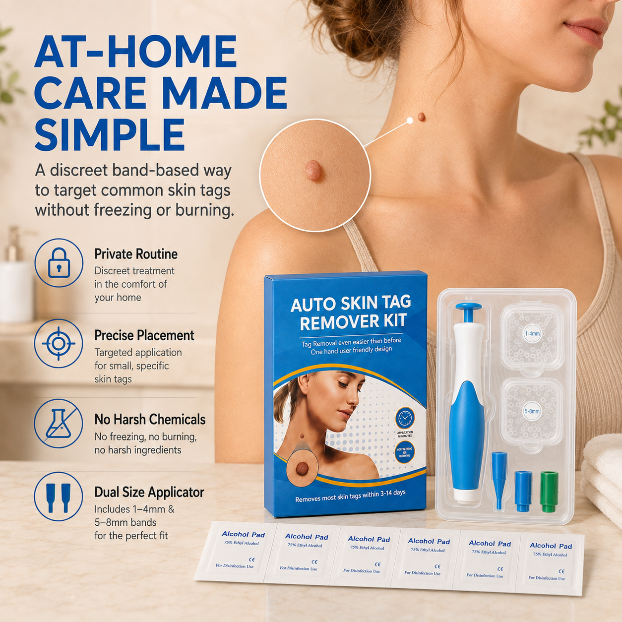 🩹 Skin Tag Removal Kit – 2-in-1 Auto Band Applicator with Dual Size Options for At-Home Use