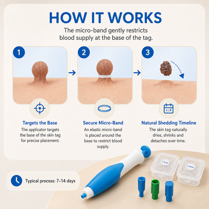 🩹 Skin Tag Removal Kit – 2-in-1 Auto Band Applicator with Dual Size Options for At-Home Use