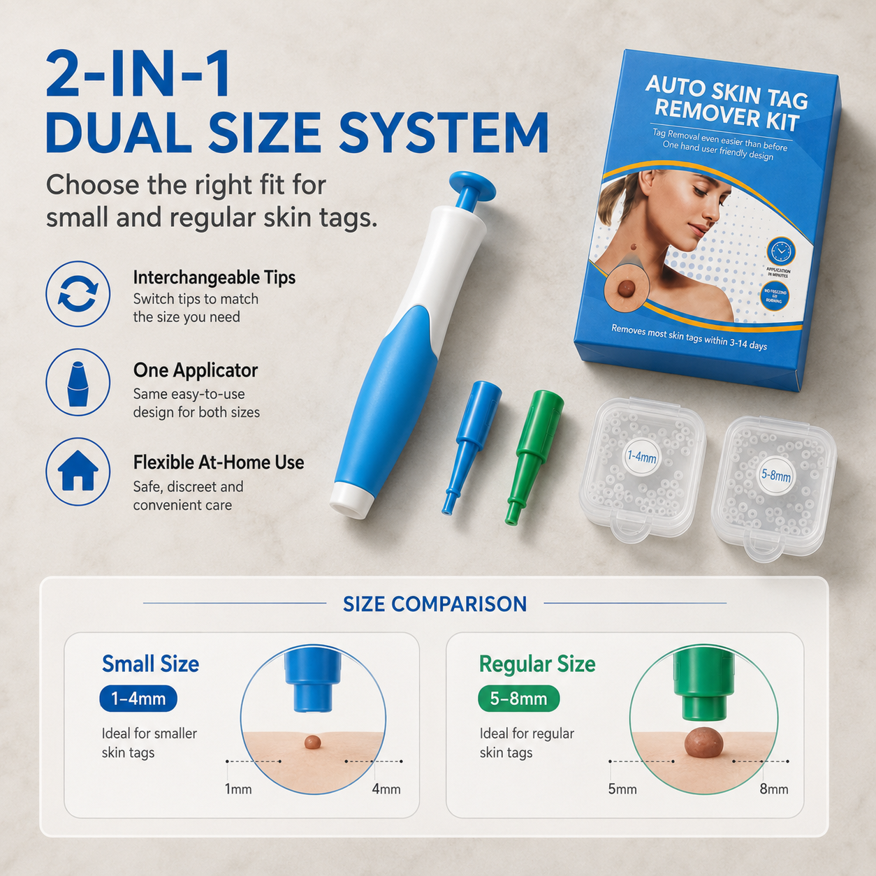 🩹 Skin Tag Removal Kit – 2-in-1 Auto Band Applicator with Dual Size Options for At-Home Use